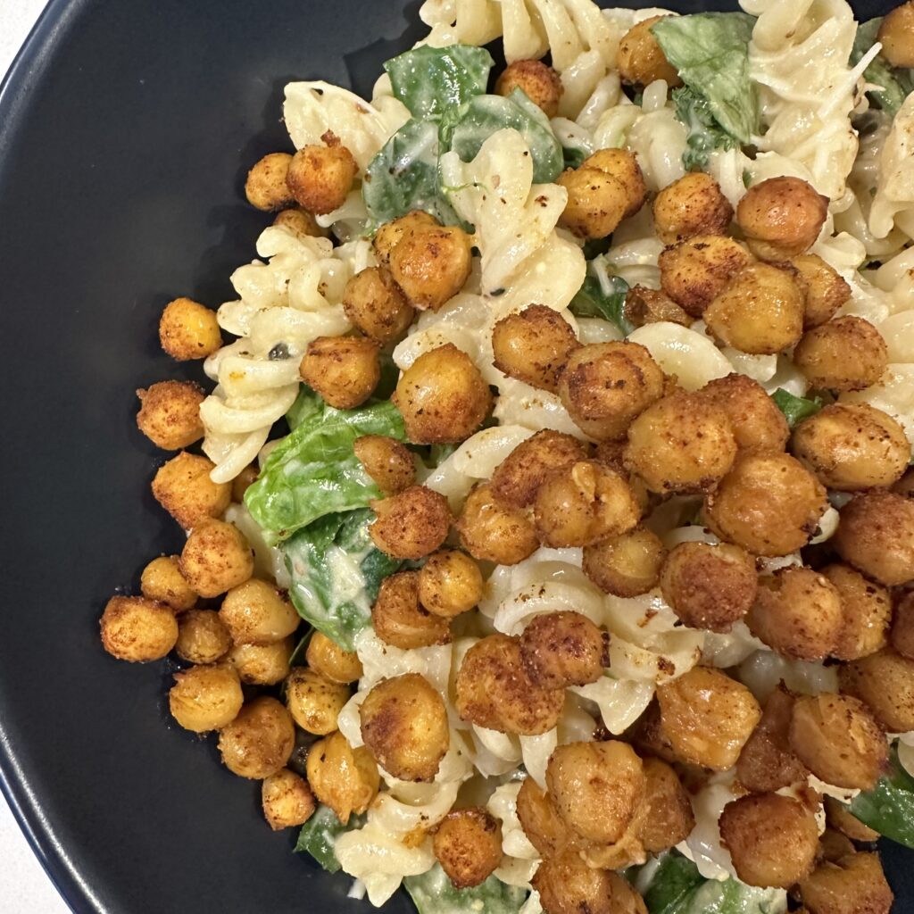 Vegan Caesar Pasta Salad with Fried Capers