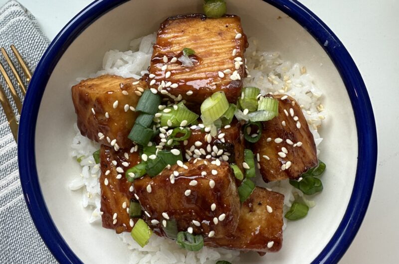 20 minute Vegan “Honey” Garlic Tofu